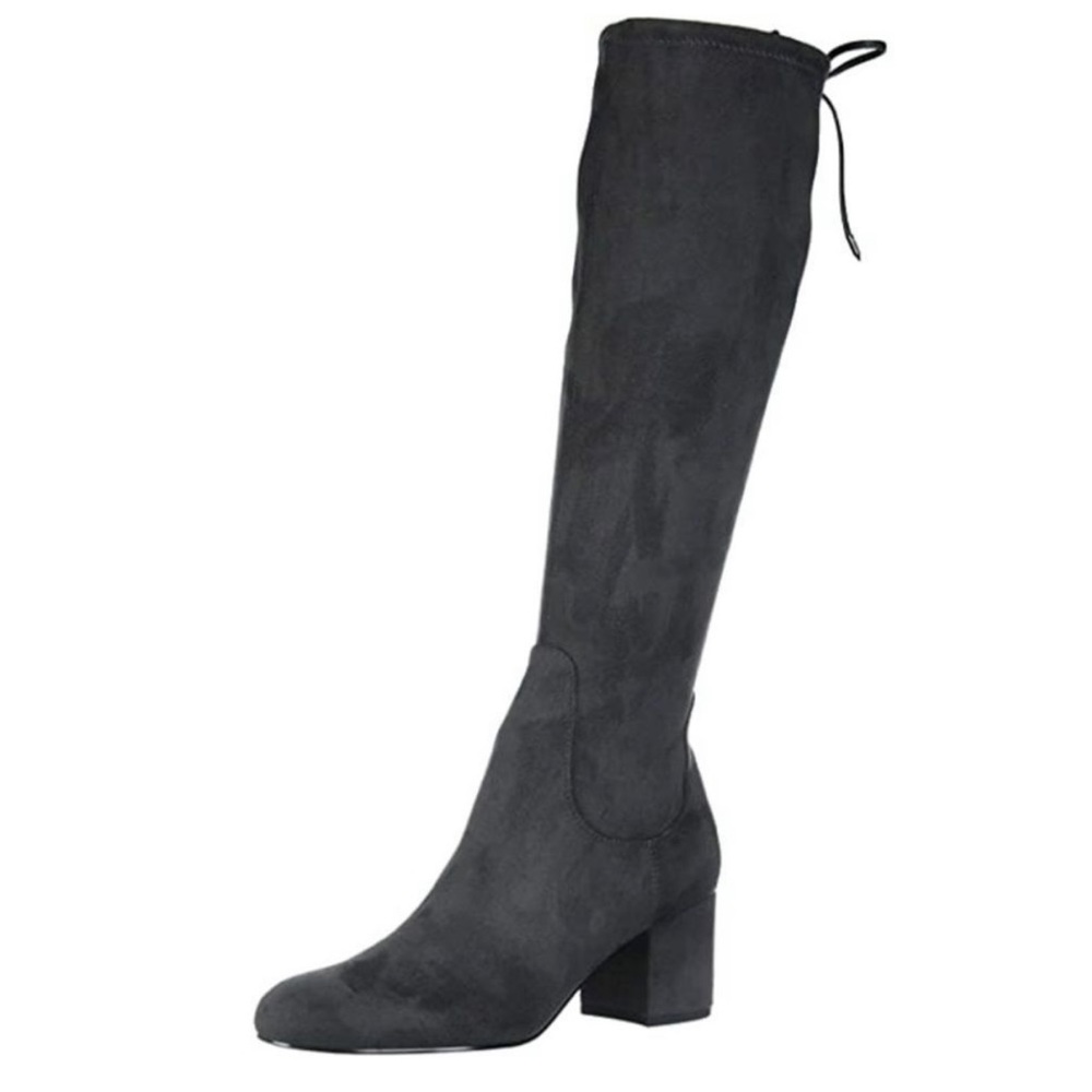 Sam Edelman Vinney Gray Suede Knee High Tie Heeled Boots